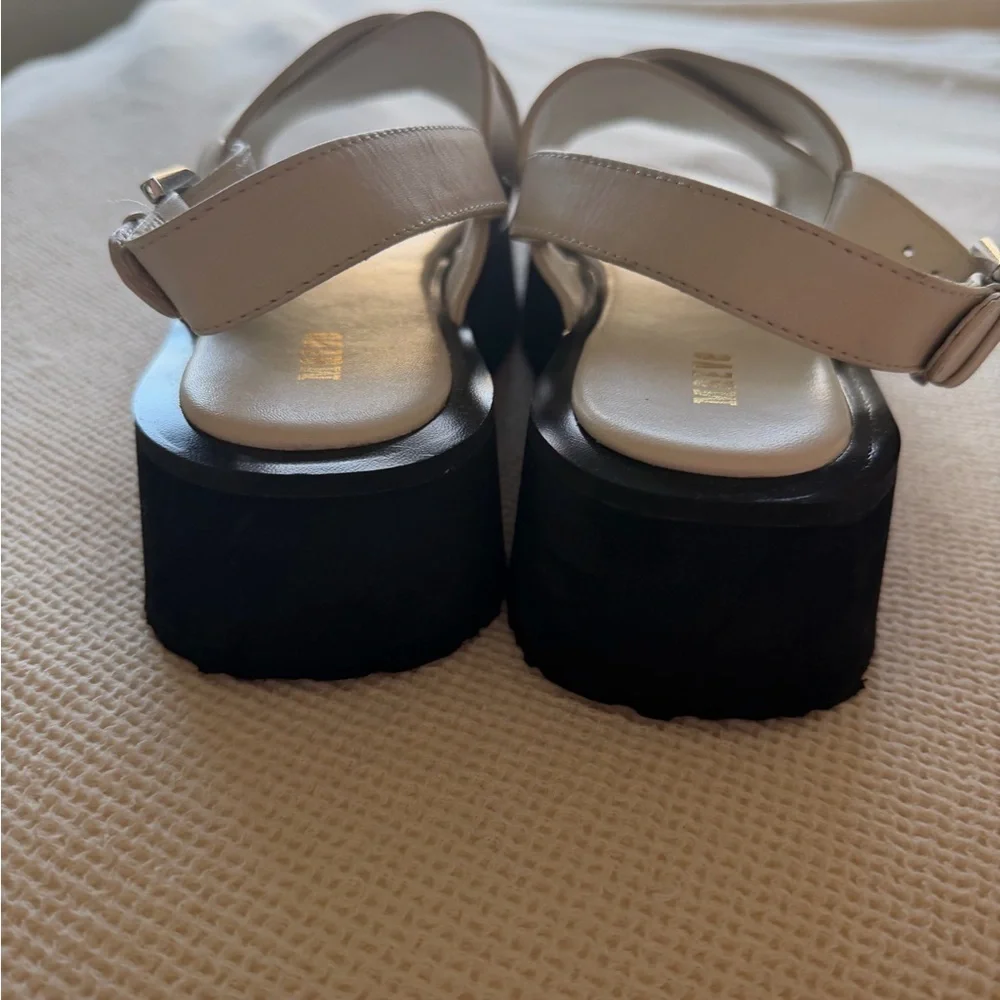 Anthropologie Maeve Cream Cross-Strap Platform Sandals